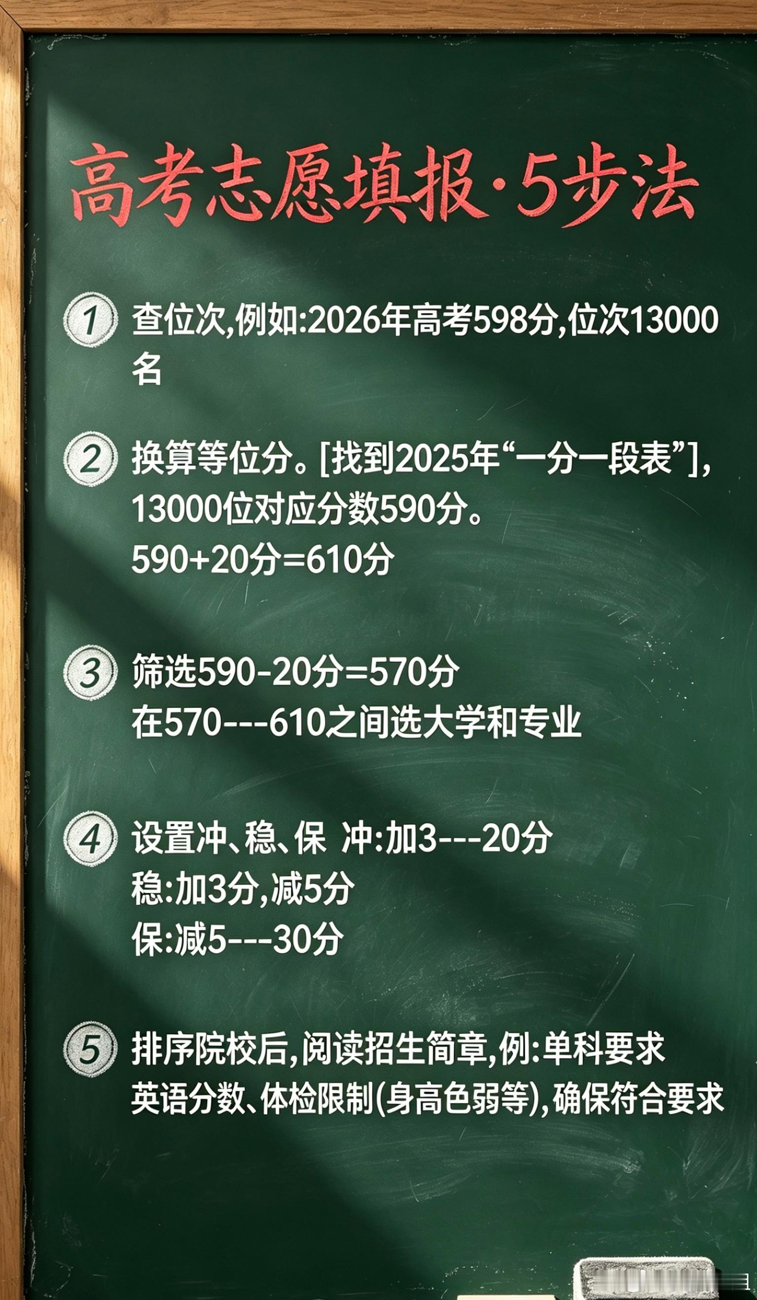 高考志愿填报高考志愿填报·5步法 第一步：查位次例如：2026年高考5...