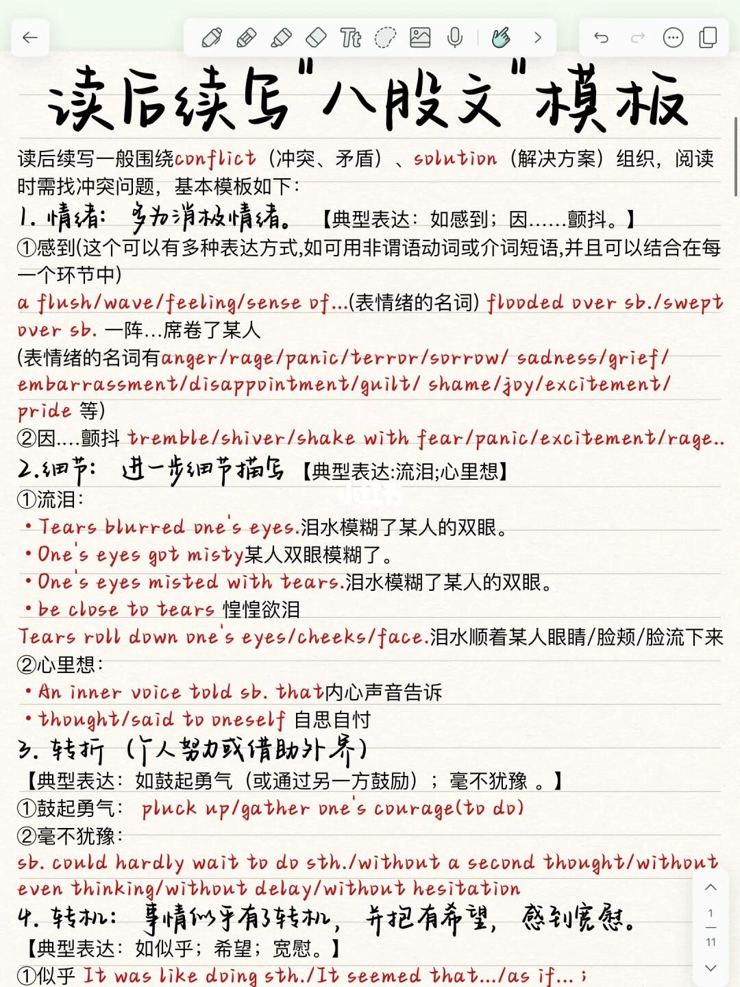 读后续写“八股文”模板！考试直接用！太哇塞了