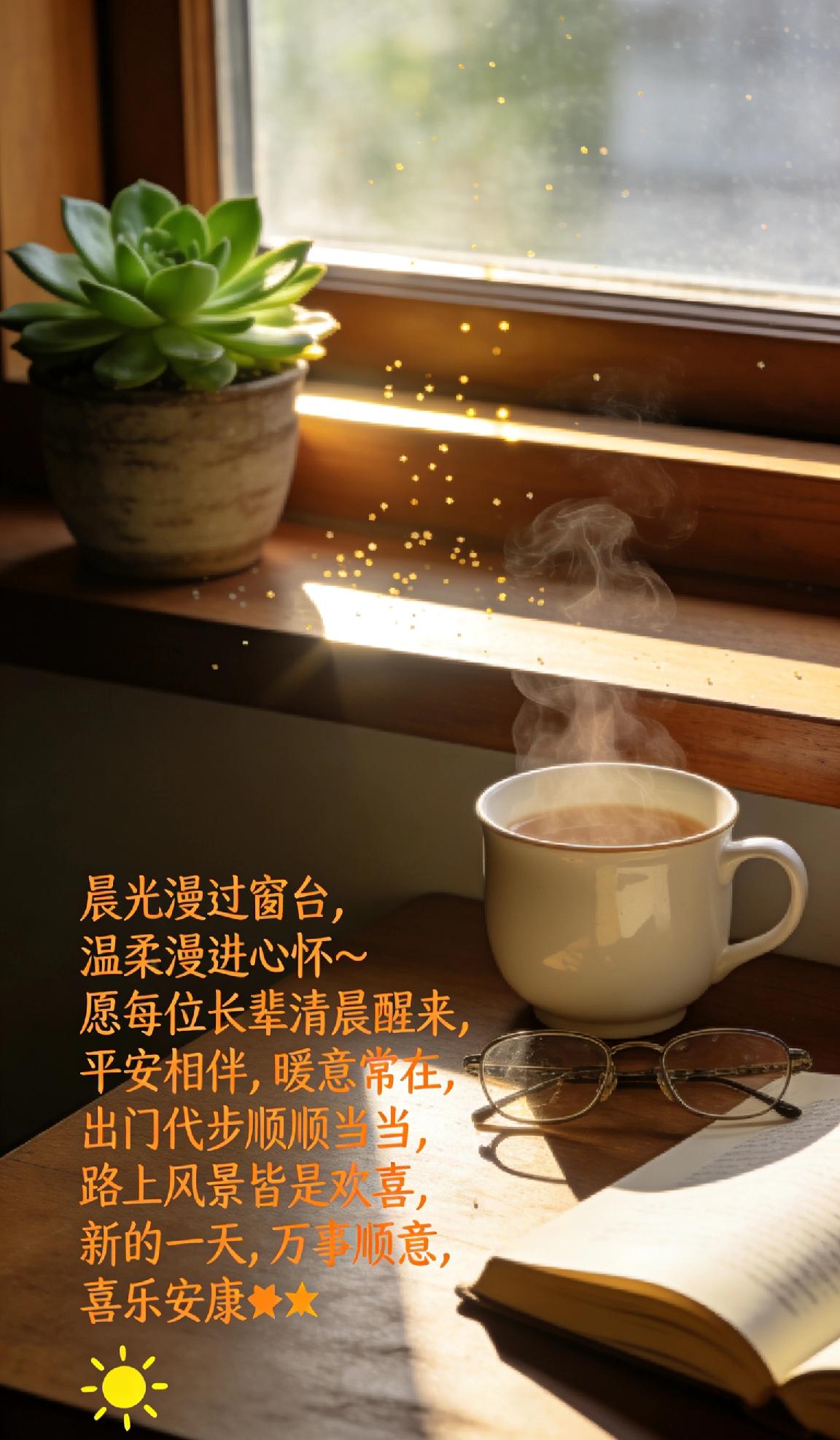 清晨起来，最好的问候语是什么晨光漫过窗台，温柔漫进心怀～愿每位长辈清晨醒来，平安