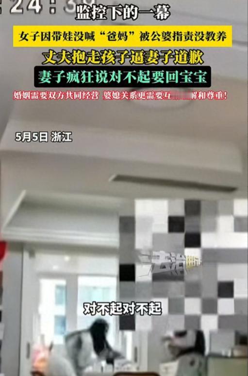 浙江女子没叫公婆爸妈被逼道歉，丈夫抱走孩子威胁要走，女子疯狂道歉要回宝宝后，后续
