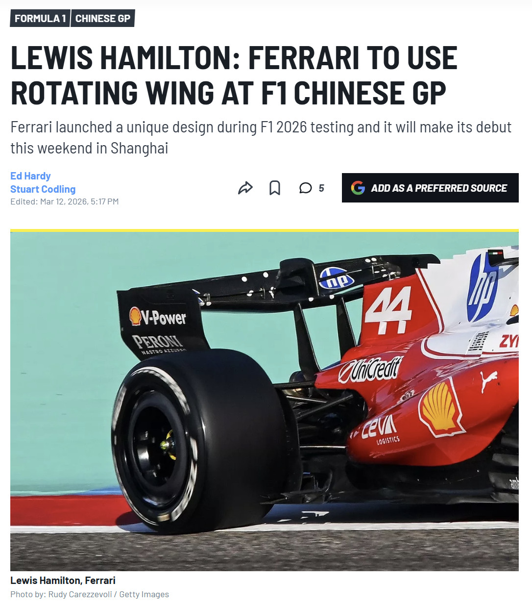 汉密尔顿谈及法拉利的“翻转尾翼”当被问及他是否注意到该设计带来了任何优势或有什么