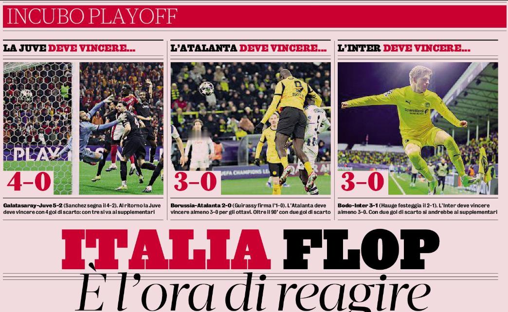 欧冠改制后意甲球队历年的最佳战绩，此前从未有过连一支球队都进不了1/8决赛的情况