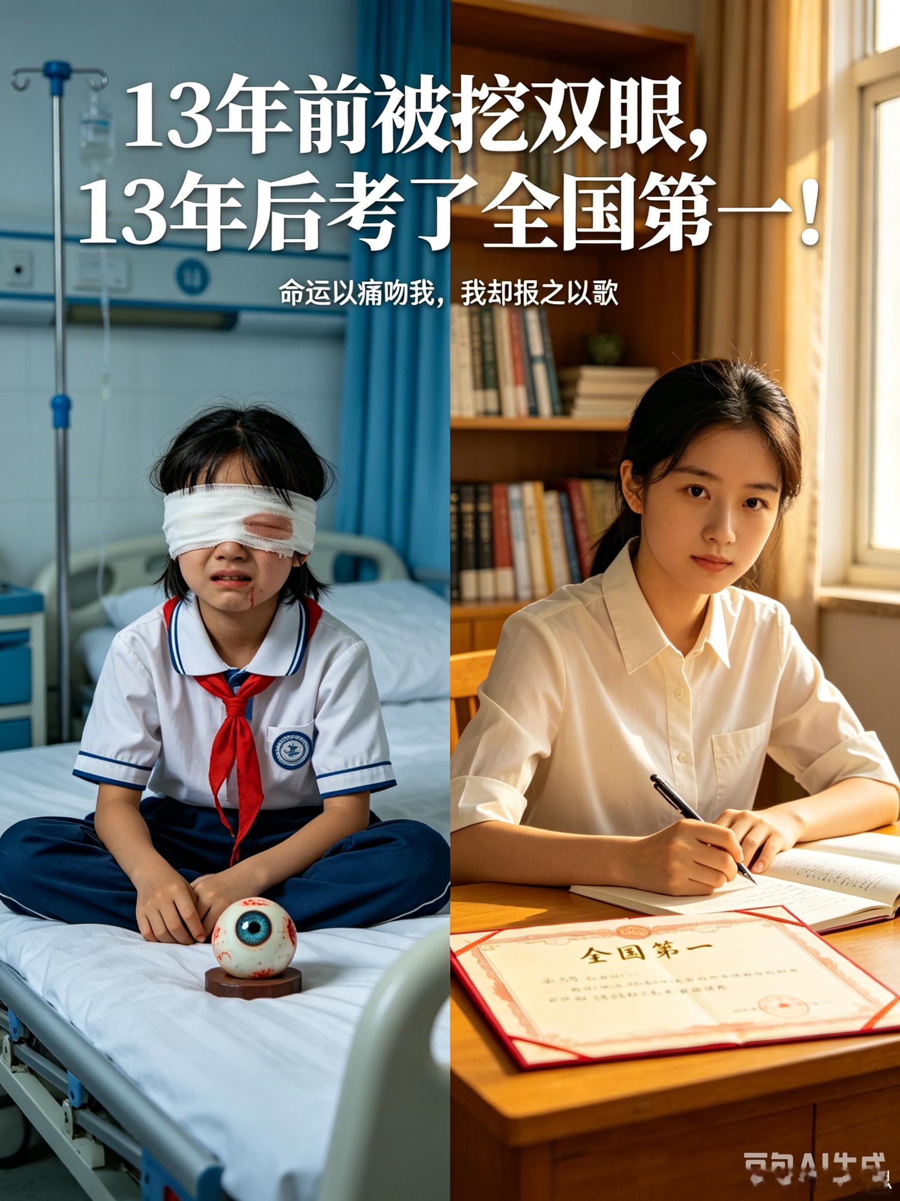 挖眼案受害者高考拿下全国第一13年前被挖双眼，13年后考了全国第一！2013年，