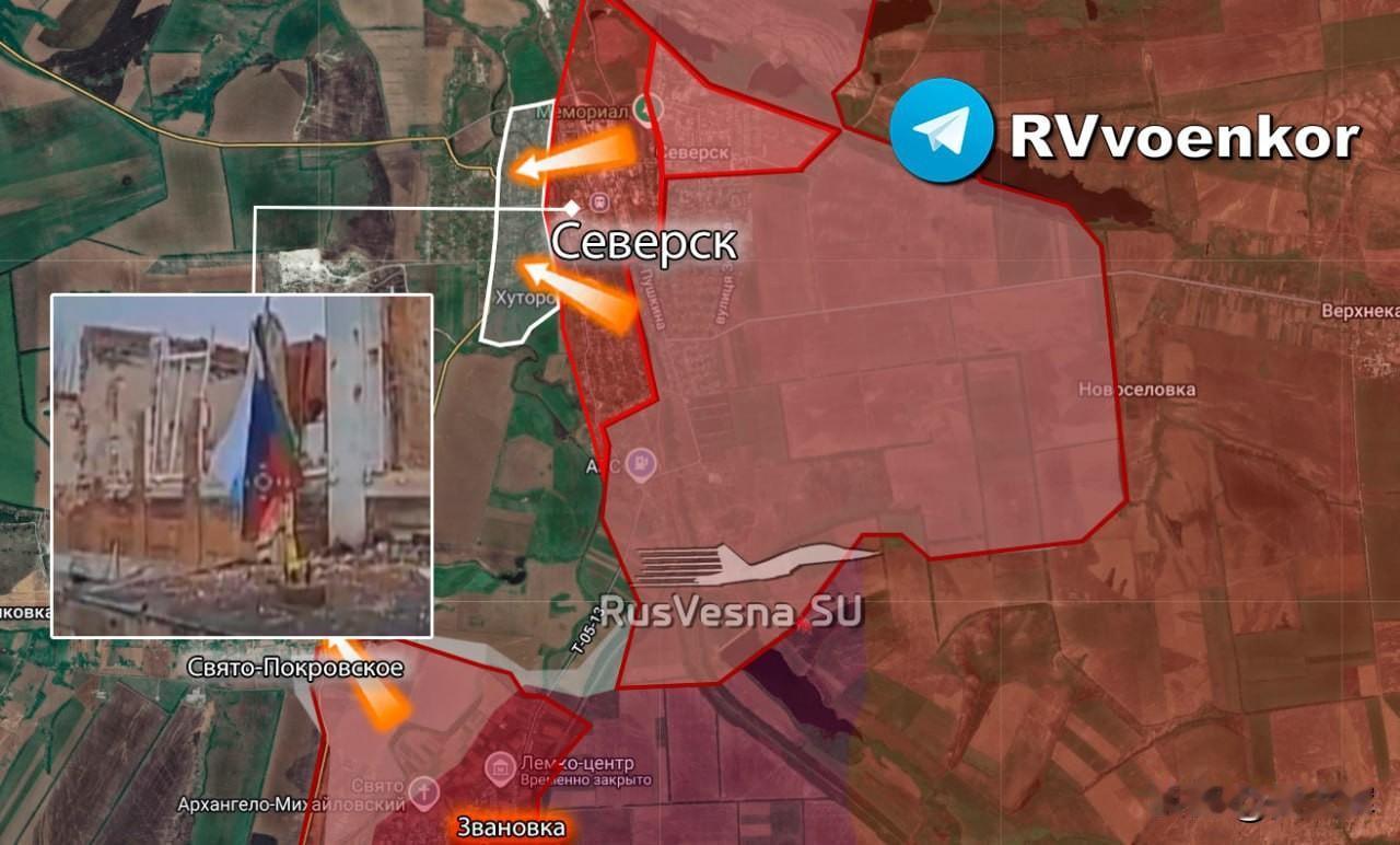 【俄军插旗谢韦尔斯克】12月8日，“俄罗斯之春”战地记者报道，俄罗斯军队在顿