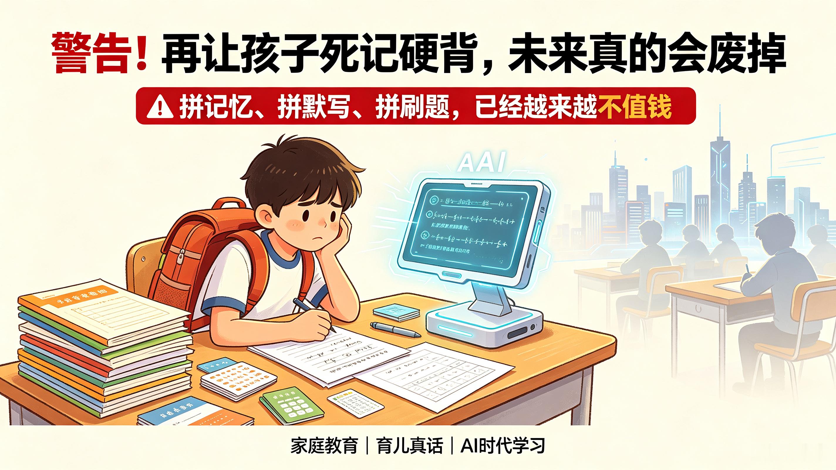 【警告！再让孩子死记硬背，未来真的会废掉】说句所有家长都不愿意听的大实话：现在很