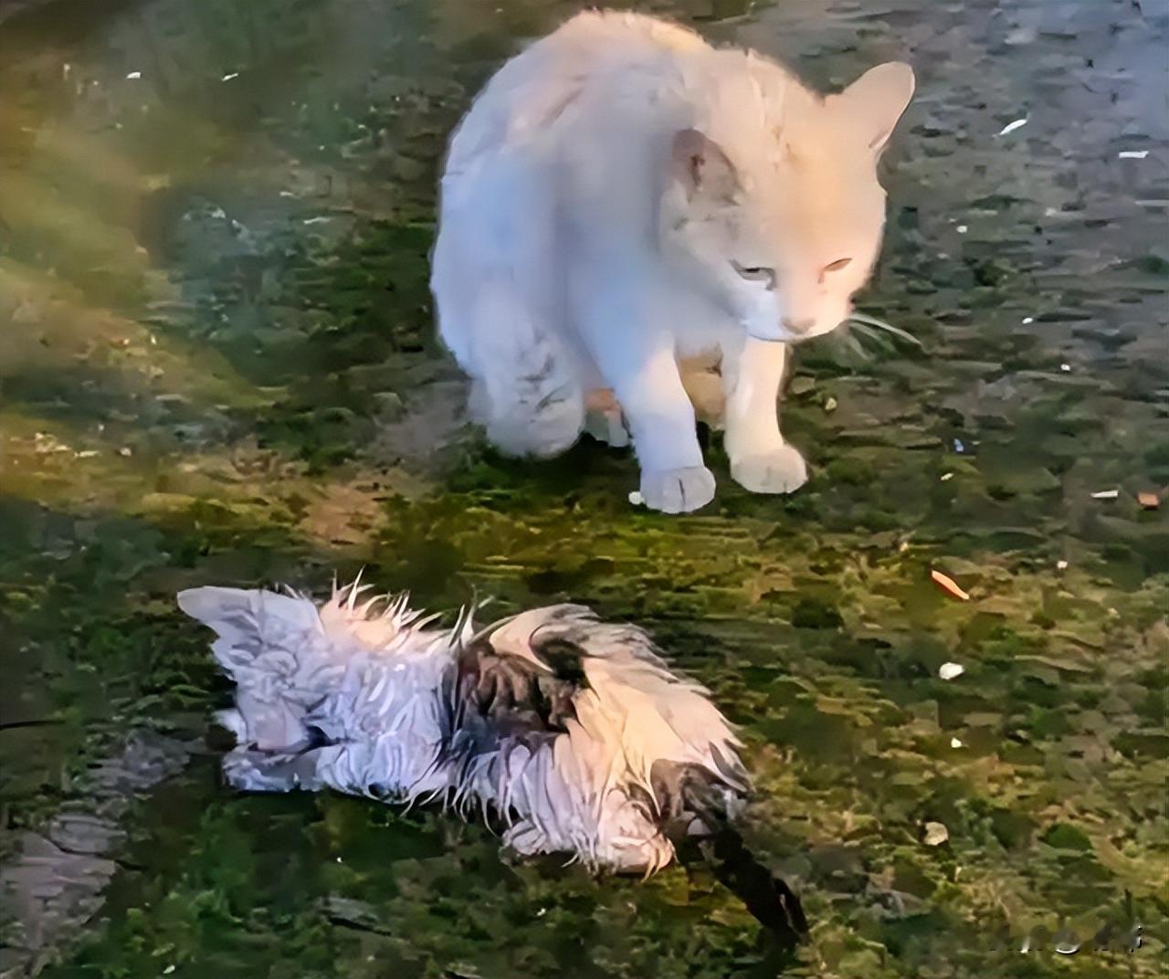 这就是母爱！这天一位小哥哥去河边夜跑，当他跑到一棵柳树附近的时候，突然一只流浪猫