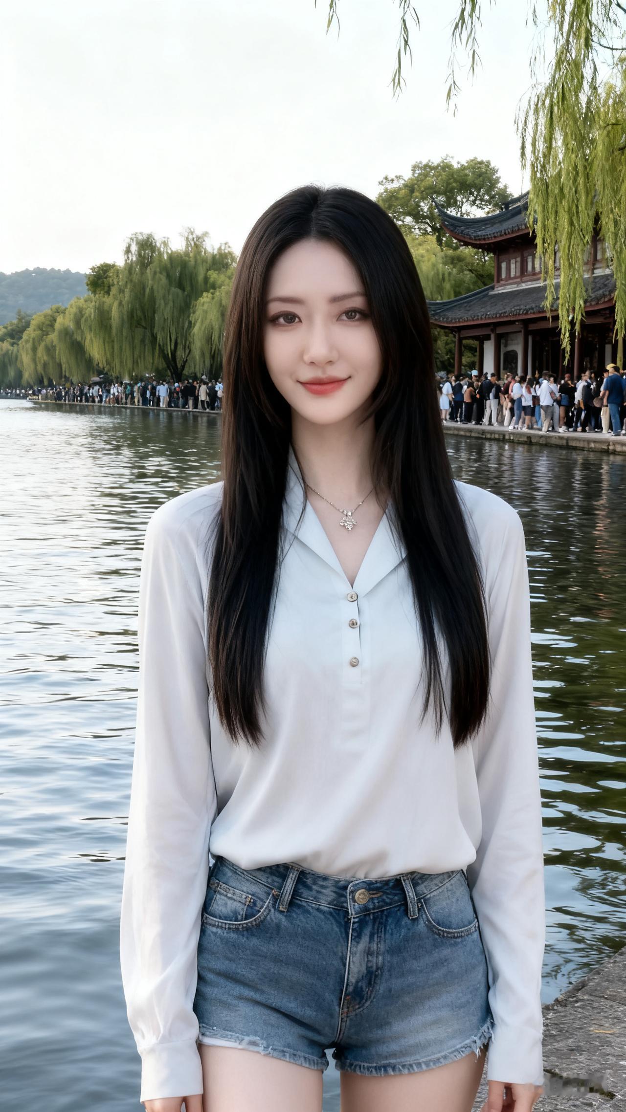 夏日清新穿搭，白衬衫+牛仔短裤，元气少女风！🌞👗👖