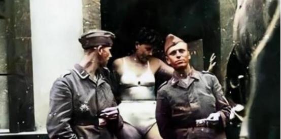 1940年，德国军人把一名波兰女子送到慰安所，然后把她的双腿劈开，捆绑在凳子上，
