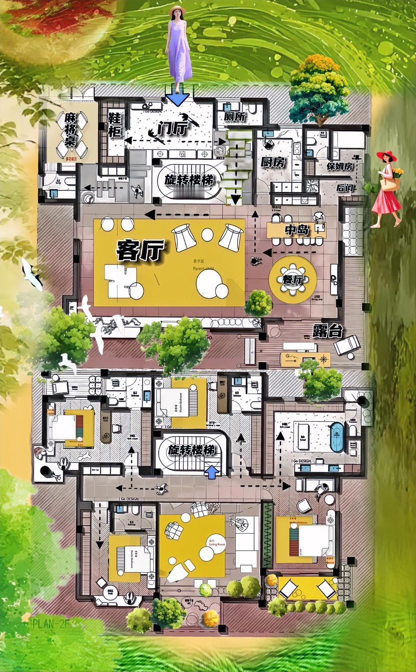 布局是高光，曲动线是常态，我就说502㎡，天赋异禀型户型，挑空戏剧化，旋转楼梯很