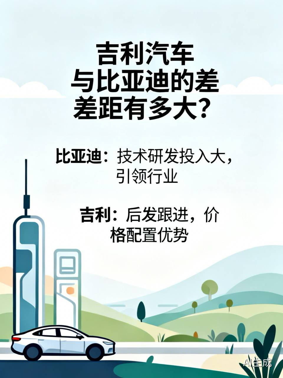 吉利汽车与比亚迪的差距有多大?比亚迪一直顶在行业巅峰，每年投入大量资金搞技术研发和创新，每次新闻发布
