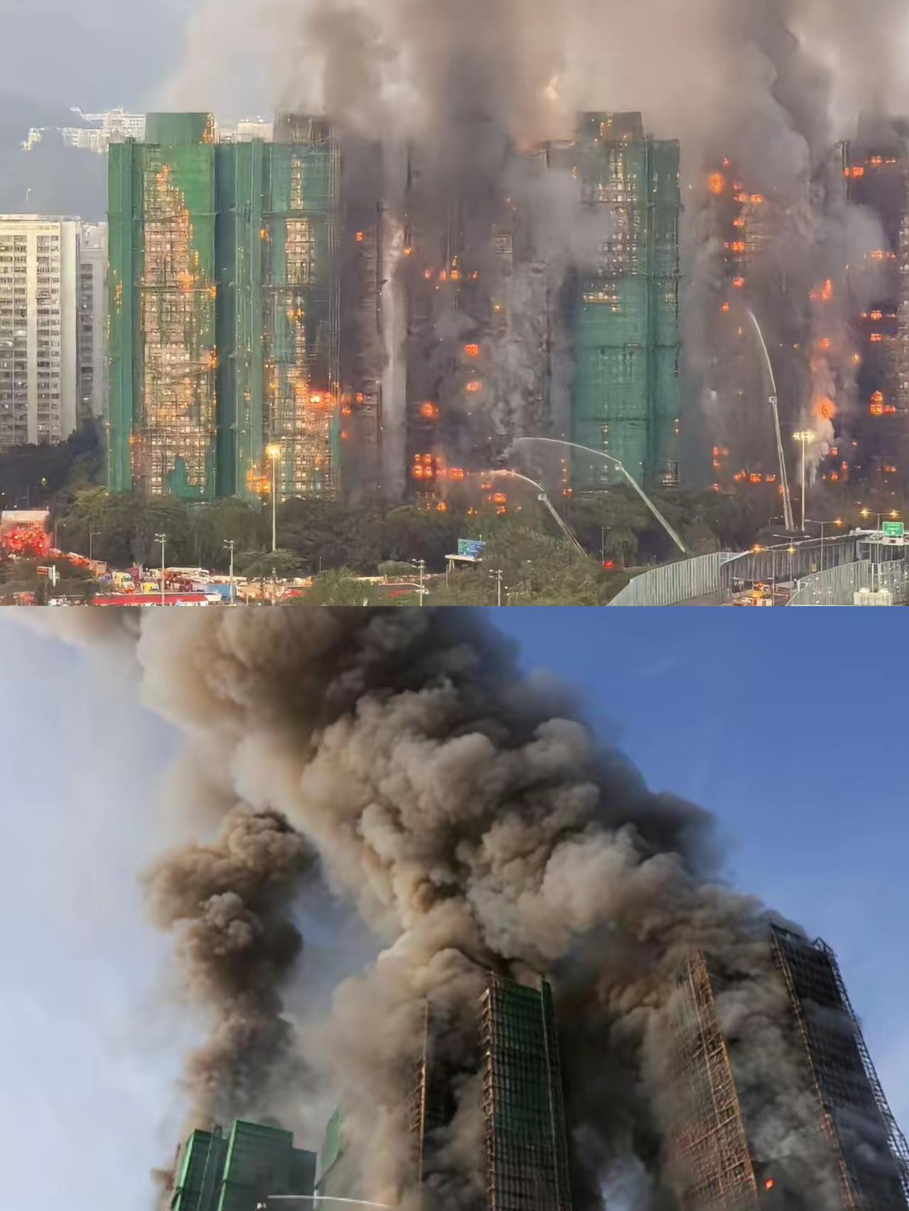 家人们，我惊掉下巴了！香港大埔居然发生了四级火灾，好几栋楼都烧起来，那场面想想就