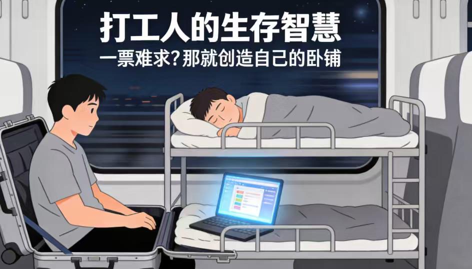 火车硬座惊现“上下铺”！大爷钻座位底下躺平，乘客：脚一动踢到他头春运虽然已经结