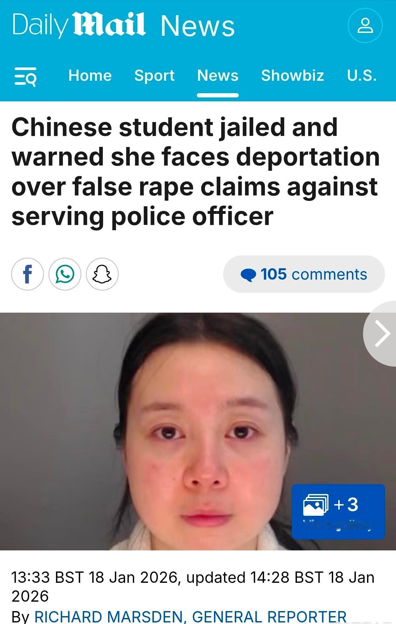 中国女留学生在英国诬告强奸被判六年2024年11月，29岁中国女留学生Hao