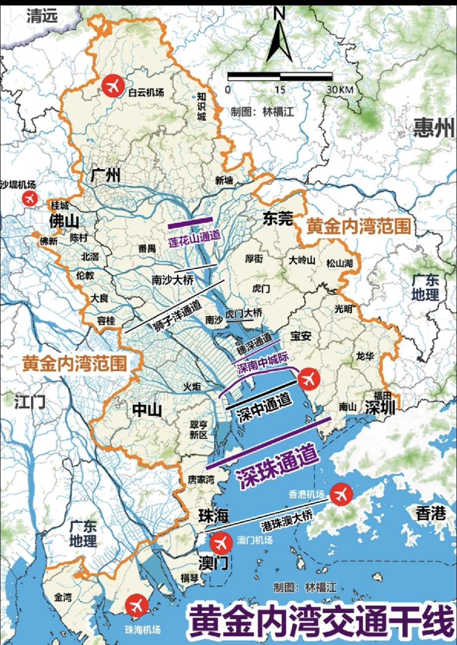 北部的花都三分之一入选黄金内湾。东部增城只有新塘一点点。再加上23号线落选，花都