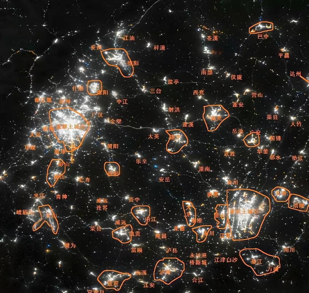 从这张图来看，省内地市还是以绵阳德阳和南充的热力图以及城建相对较好，而整个发展较