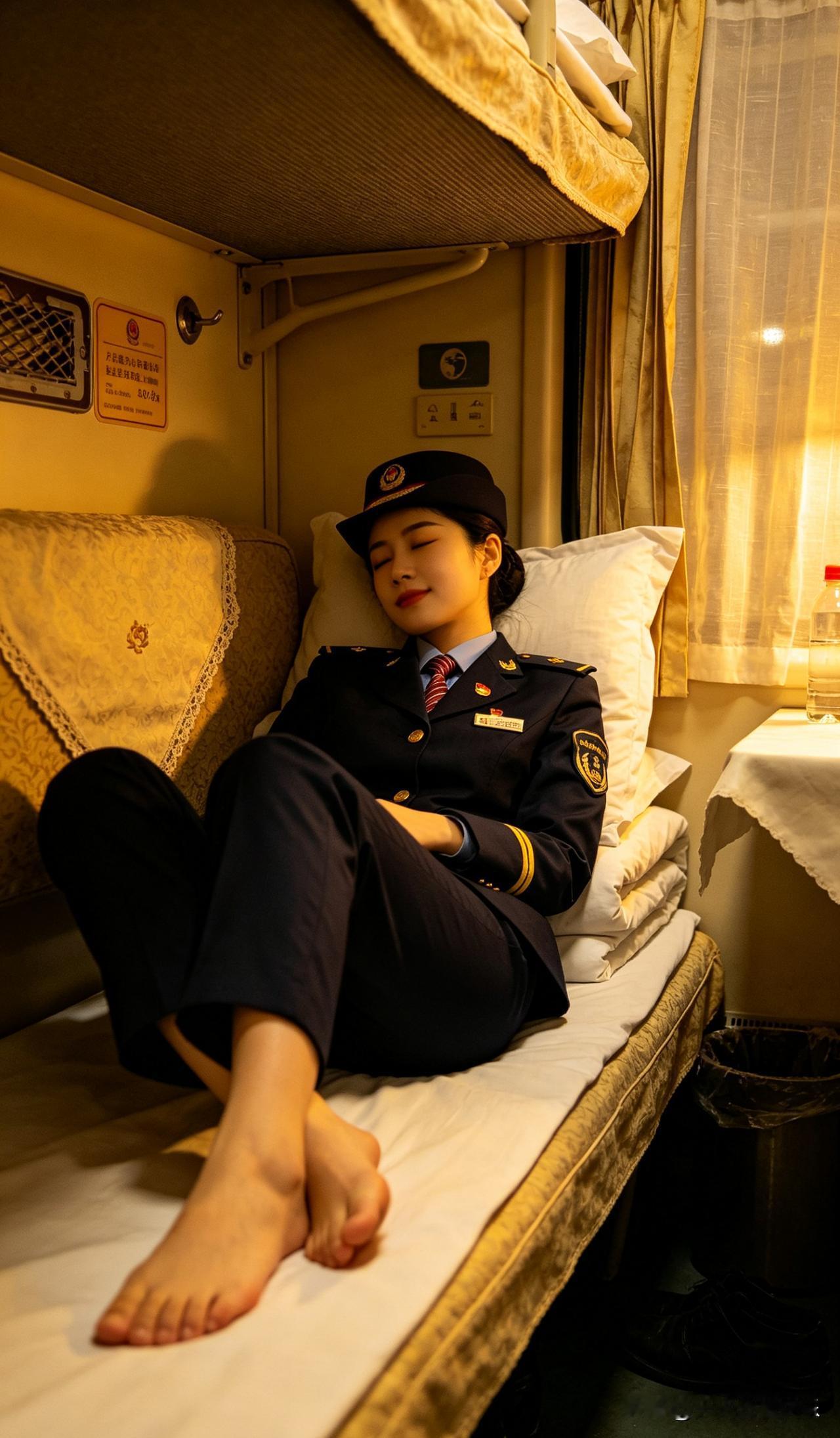 ai乘务员跑长途，他们都太累了，得好好休息了AI高铁淑女照AI高铁丽人照ai