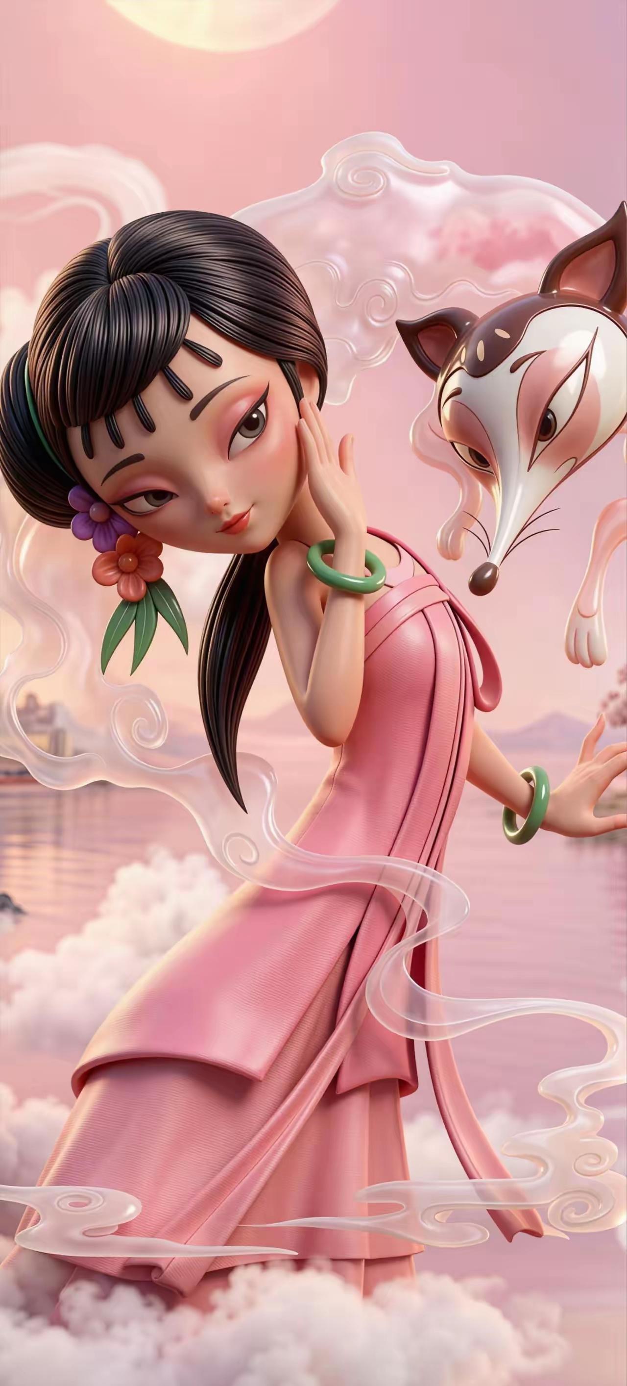 手机壁纸～国风经典，焕新登场！Q版萌趣出圈，天书奇谭的经典角色齐聚，3D质感拉满