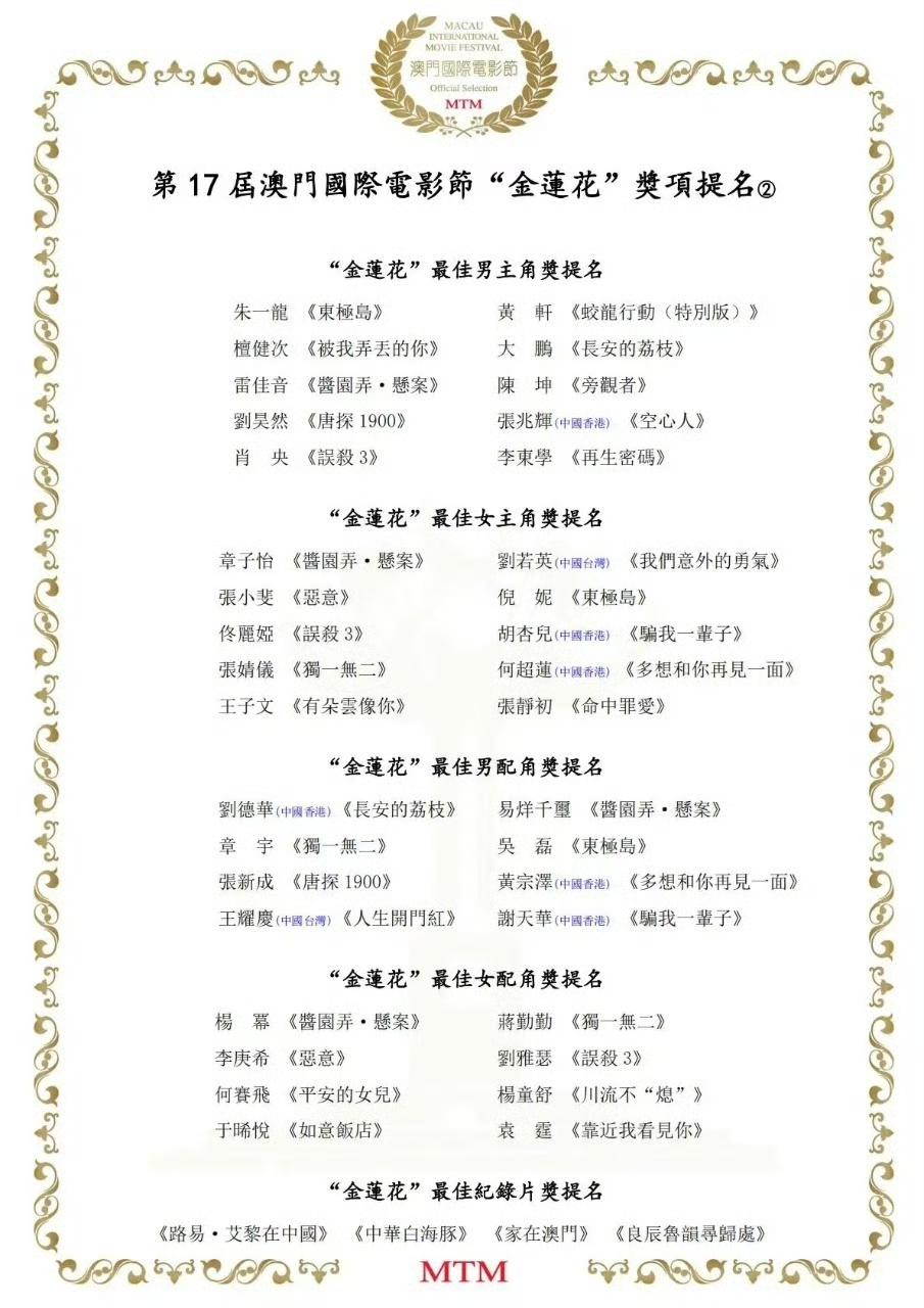 恭喜大幂幂再获认可！第17届澳门国际电影节金莲花奖提名揭晓，杨幂凭借《酱园弄·悬