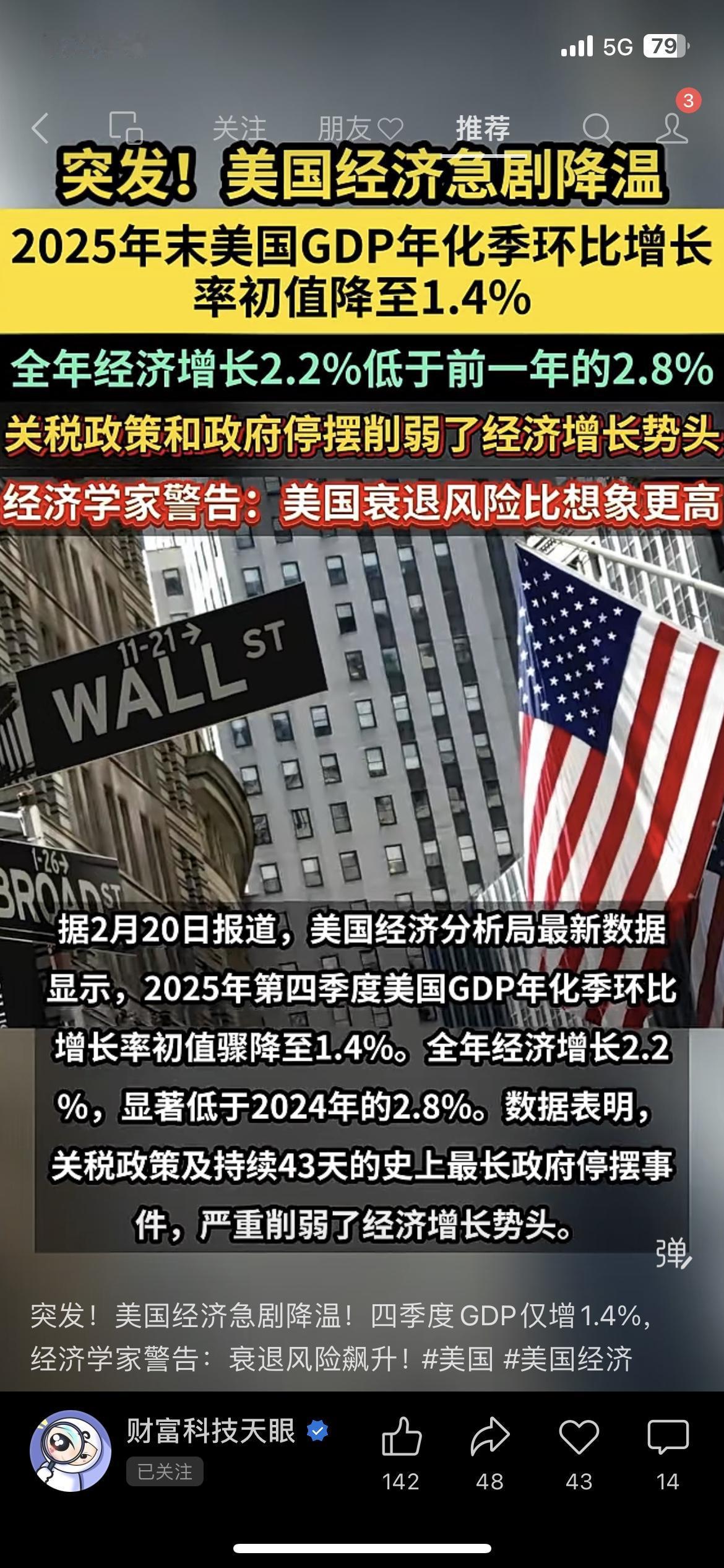 美国GDP骤降1.4%！衰退风险大幅上升市场有风险，投资需谨慎。刚刚出炉的