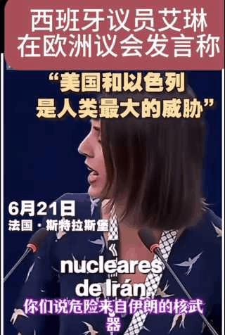 正义女神！说的是大实话，但又能怎么样？西班牙美女议员好样的！把虚伪和双标的美以