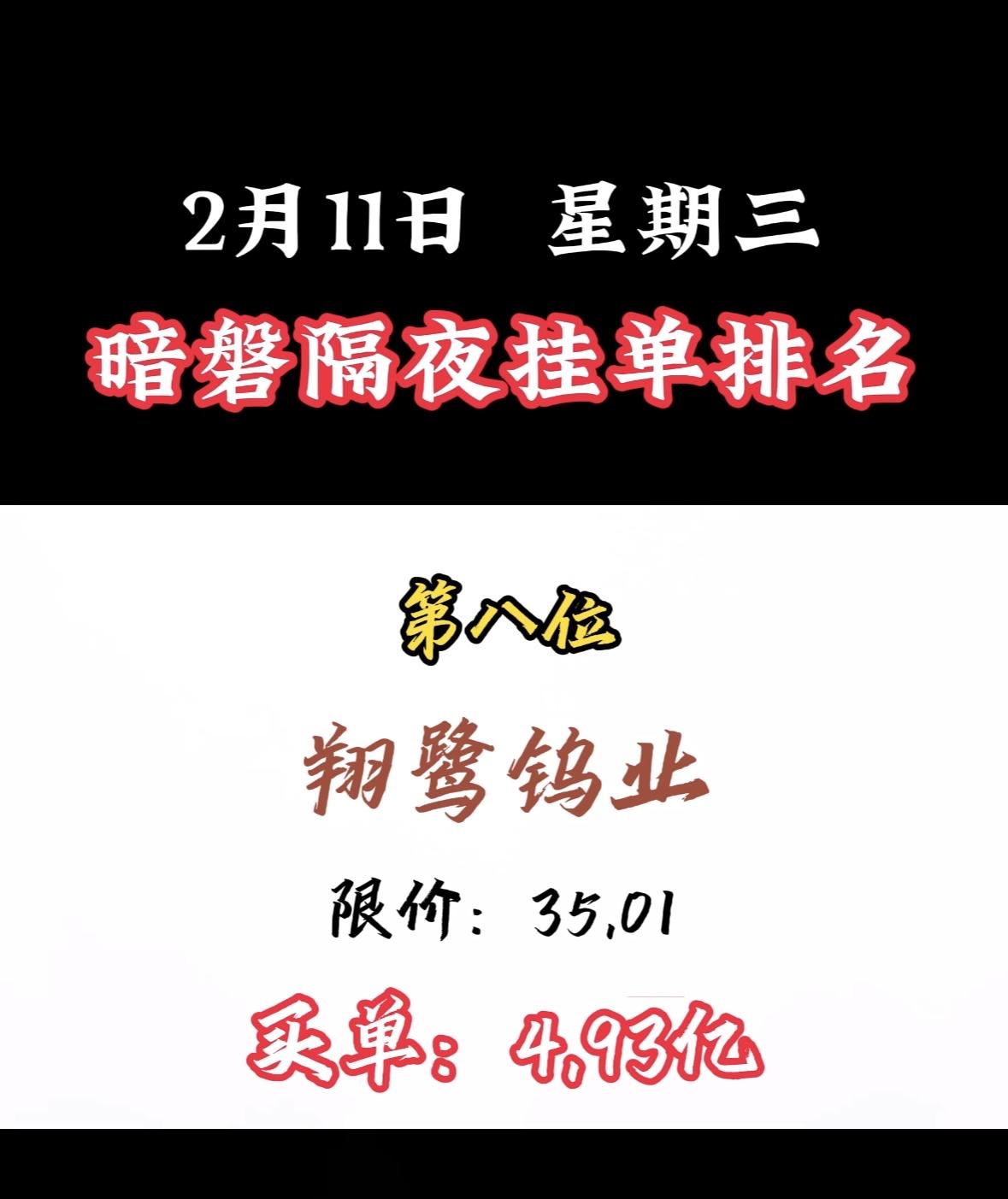 2月11日暗盘隔夜挂单榜首：掌阅科技，限价31.09，买进15.19亿！暗盘