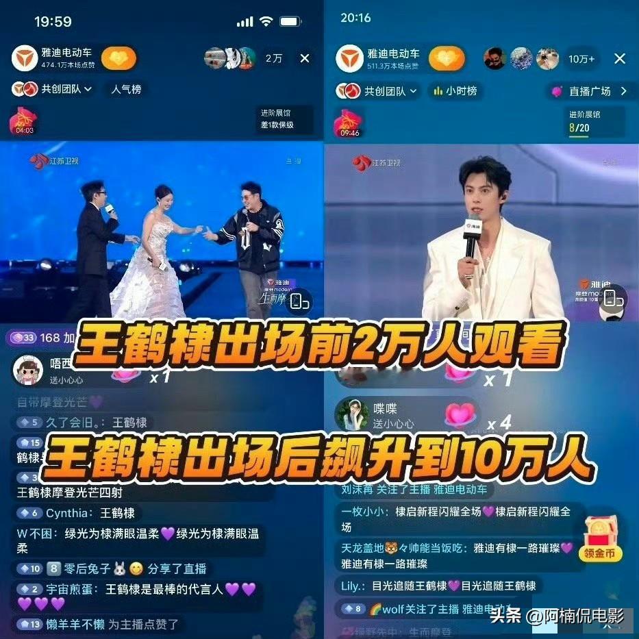 经历微博风波引发的争议后，王鹤棣迎来了自己的首次直播活动。直播间在他出场前仅有两