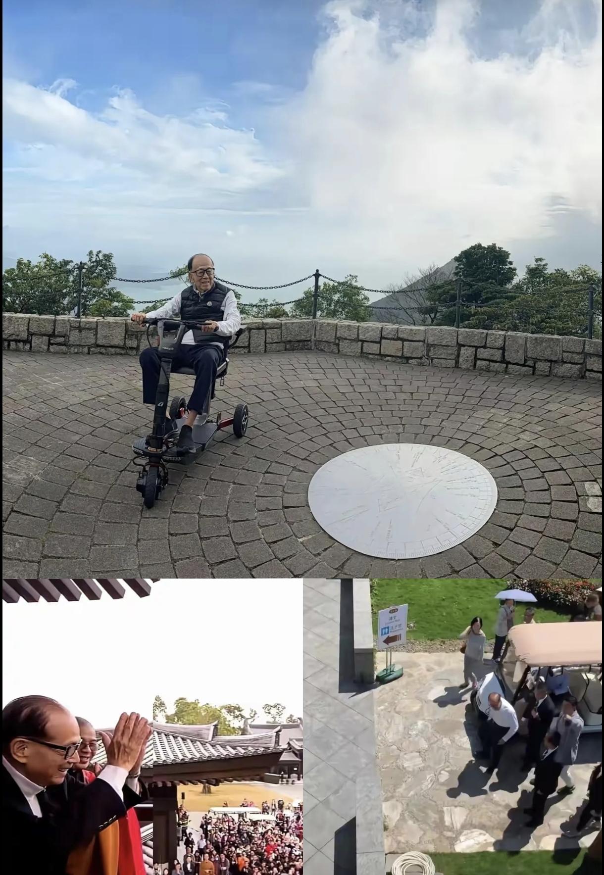 虽然有专业营养师和高水平的医疗团队，98岁的李嘉诚依然坚持锻炼，坐小轮车在山顶豪