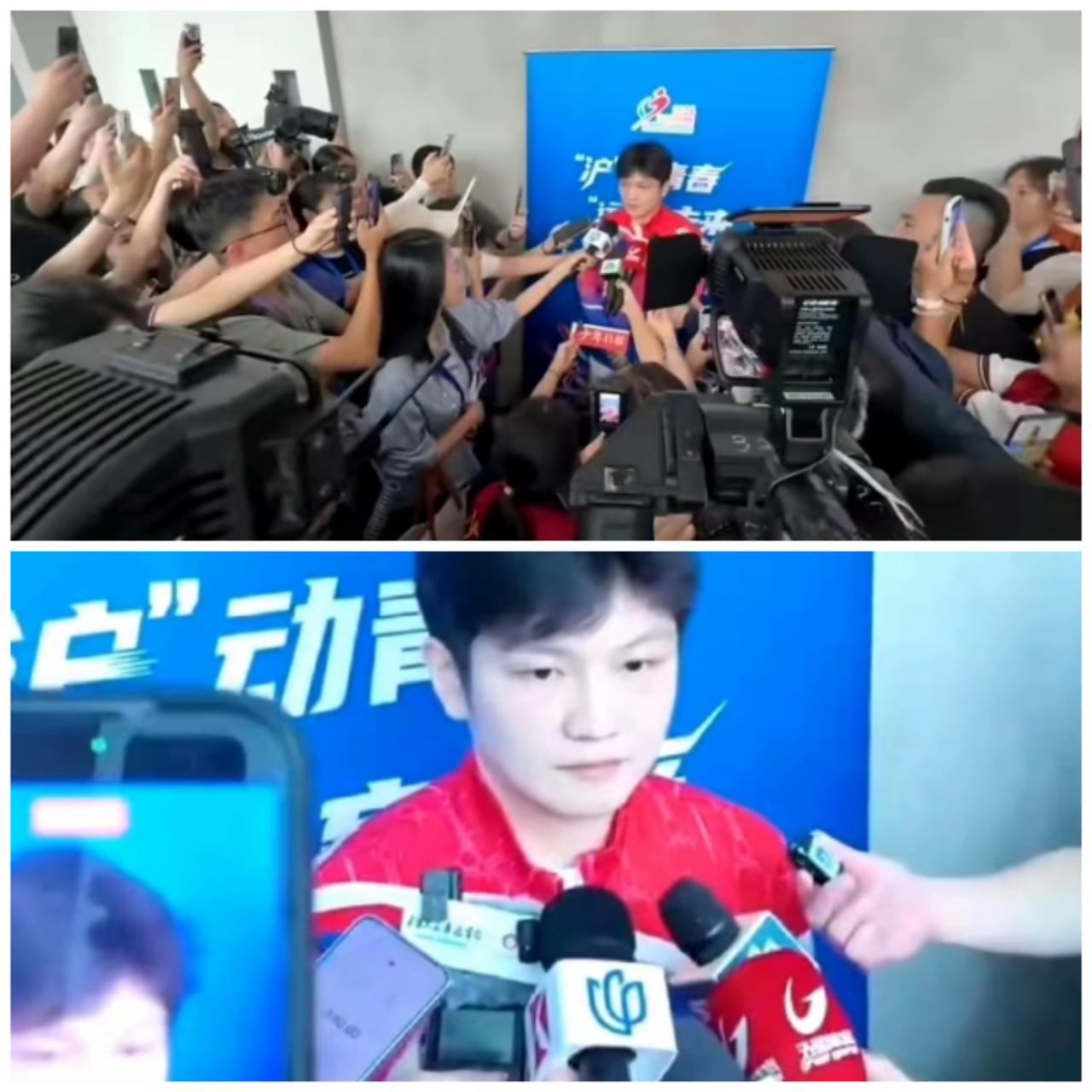 樊振东下班路上意外偶遇参加市运会的学生，当场被一群活力满满的小朋友团团包围，争相
