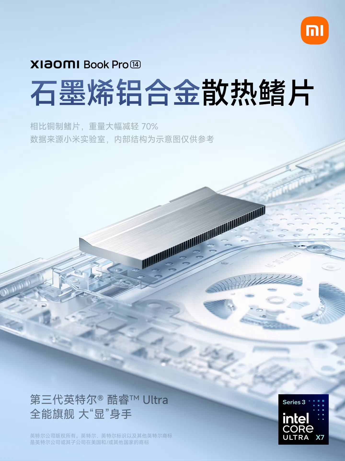 全新的小米笔记本Pro14称得上通通拉满，之前只能在尖端科技产品中听到的碳纤维