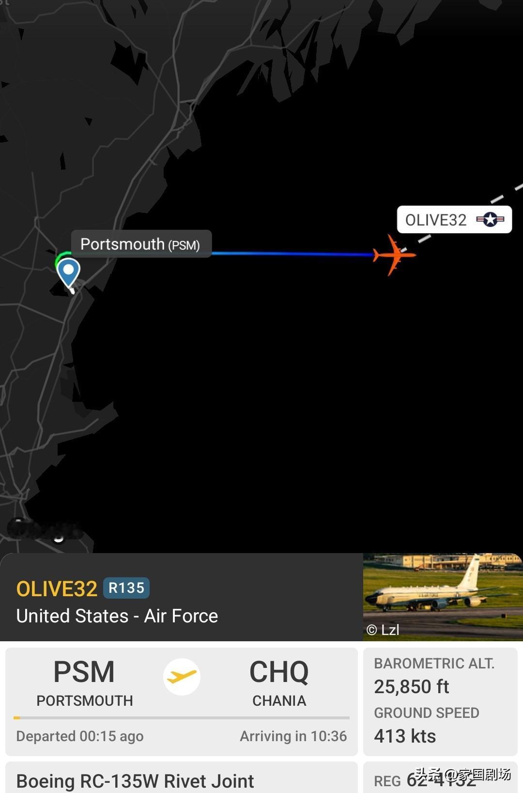 2月23日伊朗局势：一架美国空军RC-135W联合信号情报飞机