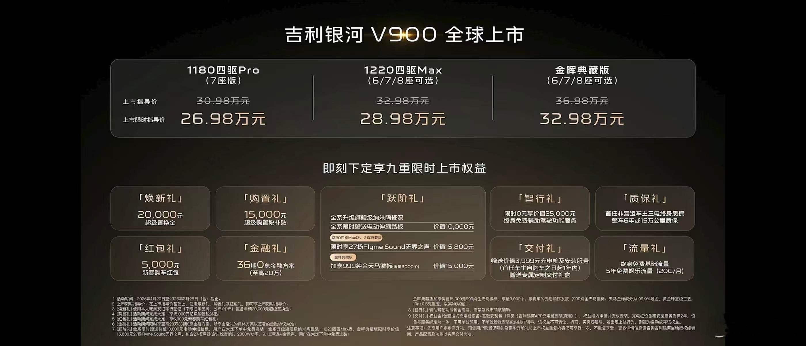 吉利银河V900MPV上市，这是V系列首台车。3个车型，6-8座可选，售价26