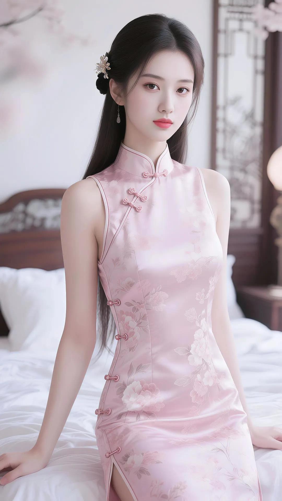 粉色旗袍，优雅动人，尽显东方韵味