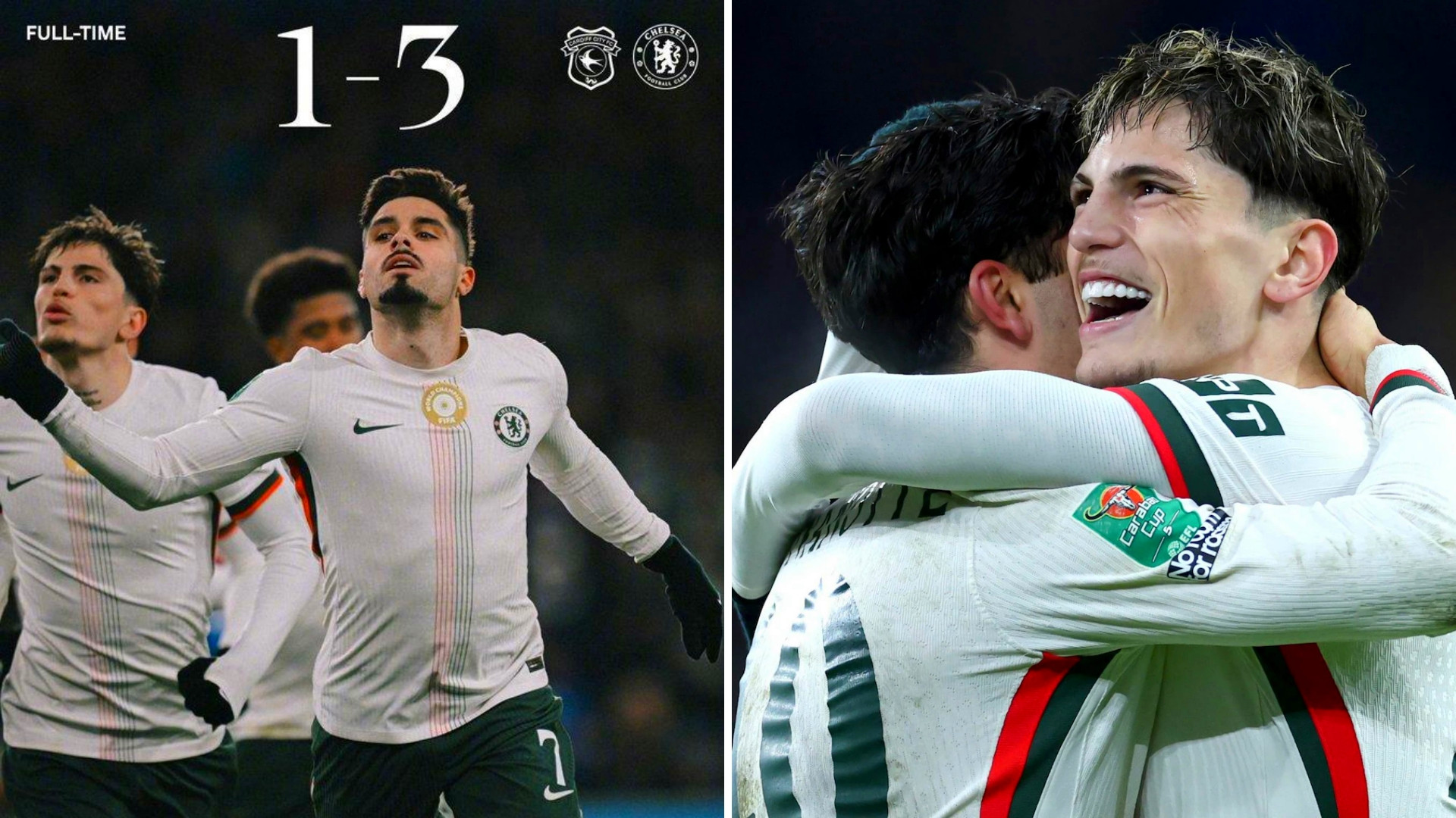 联赛杯：切尔西客场3-1大胜卡迪夫城，顺利晋级四强。切尔西全场猛攻，内托建功，