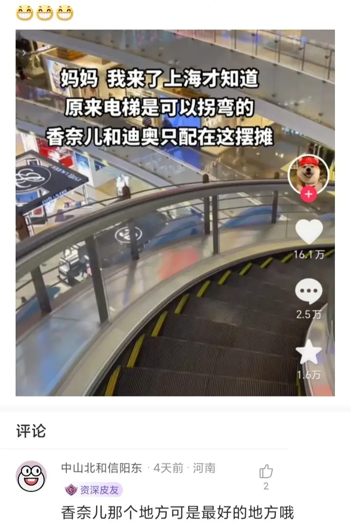 妈妈来了上海我才知道，原来电梯可以转弯的