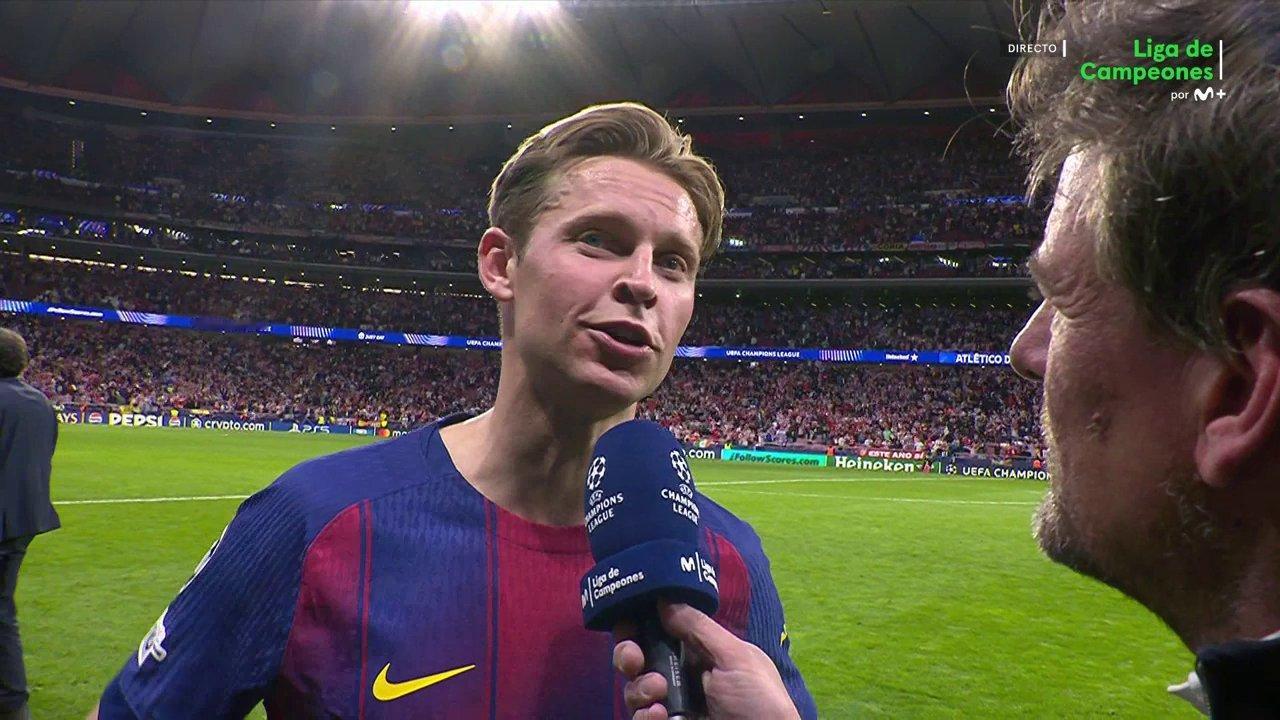 弗兰基·德容：我们在上半场24分钟内完成了最困难的任务——追平两球落后，这值得让