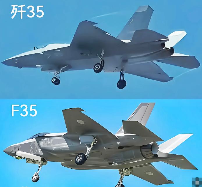 歼35战机和F35战机的对比！歼35战机是目前全世界所有战机里面，颜值最高的，