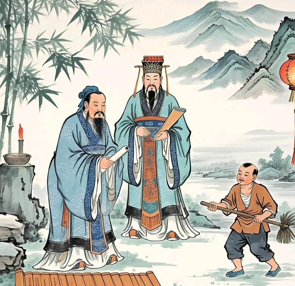 一小官拜见齐景公时，因景公太过貌美，一时看呆了，景公十分生气的问：“你为什么一直