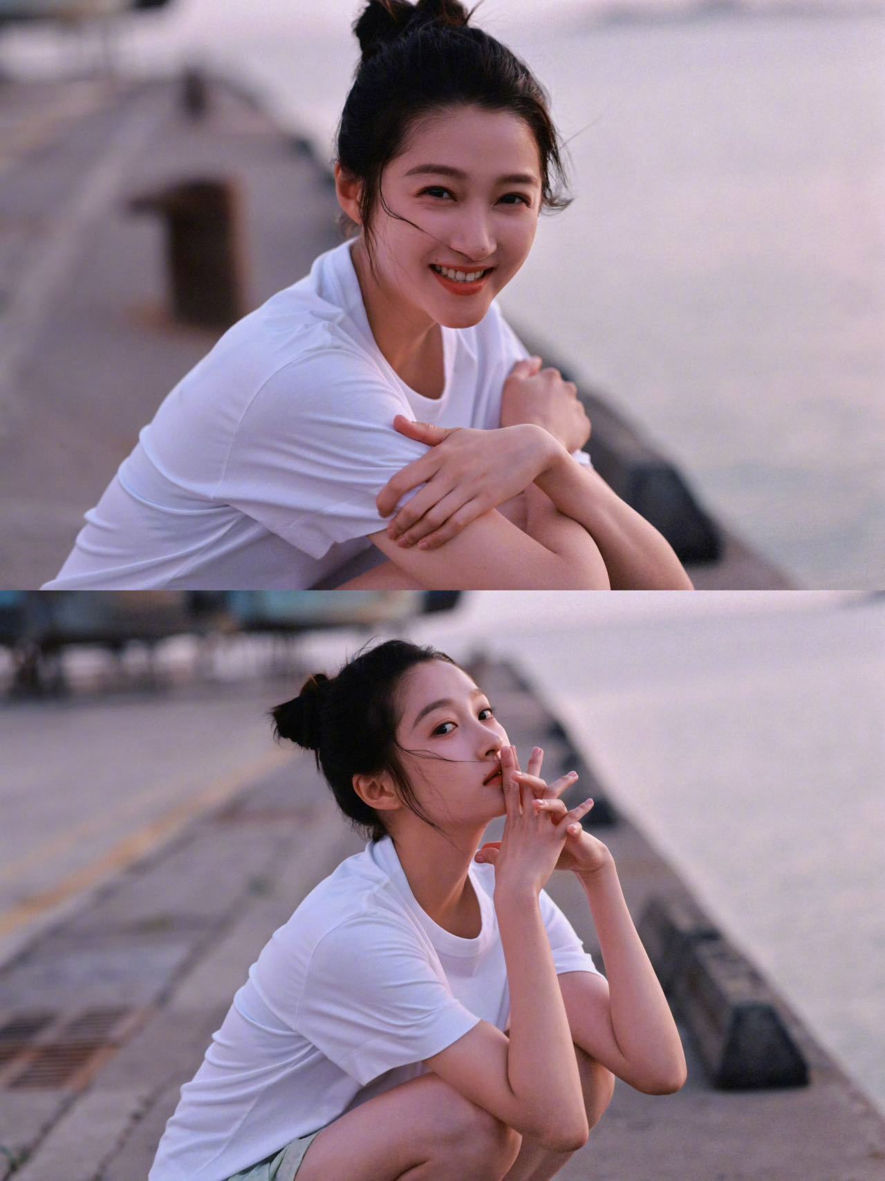 关晓彤发绝美夕阳关晓彤八月的第一天营业，夕阳下的晓彤也太绝了，笑容比阳光还灿烂