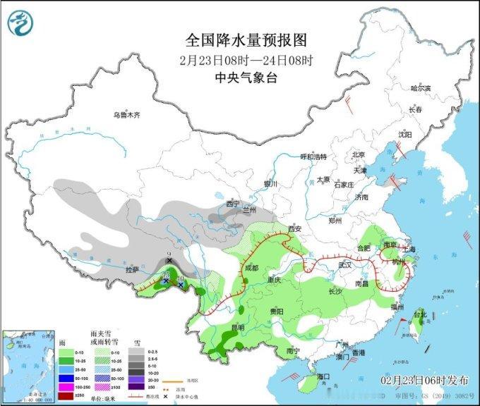 预计今明两天（23-24日），南方地区降雨范围减小，强度显著减弱，西南地区、江南