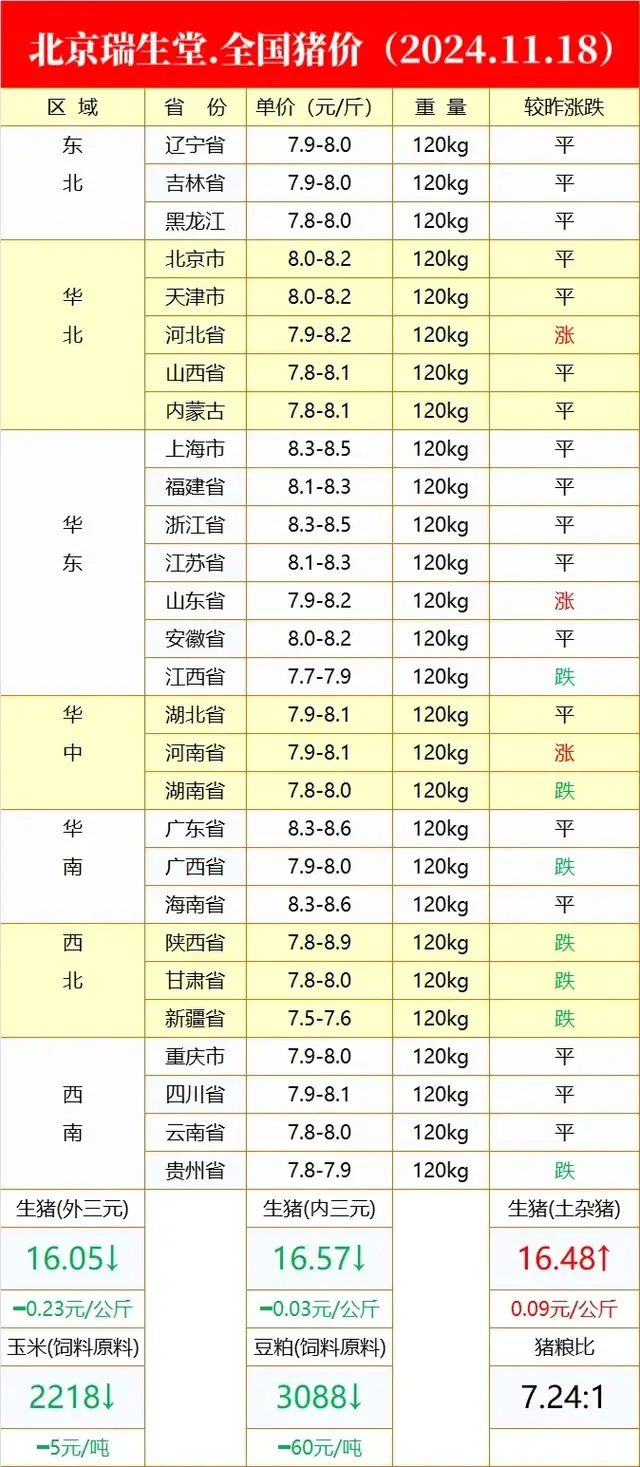 2024.11.18全国猪价行情分析