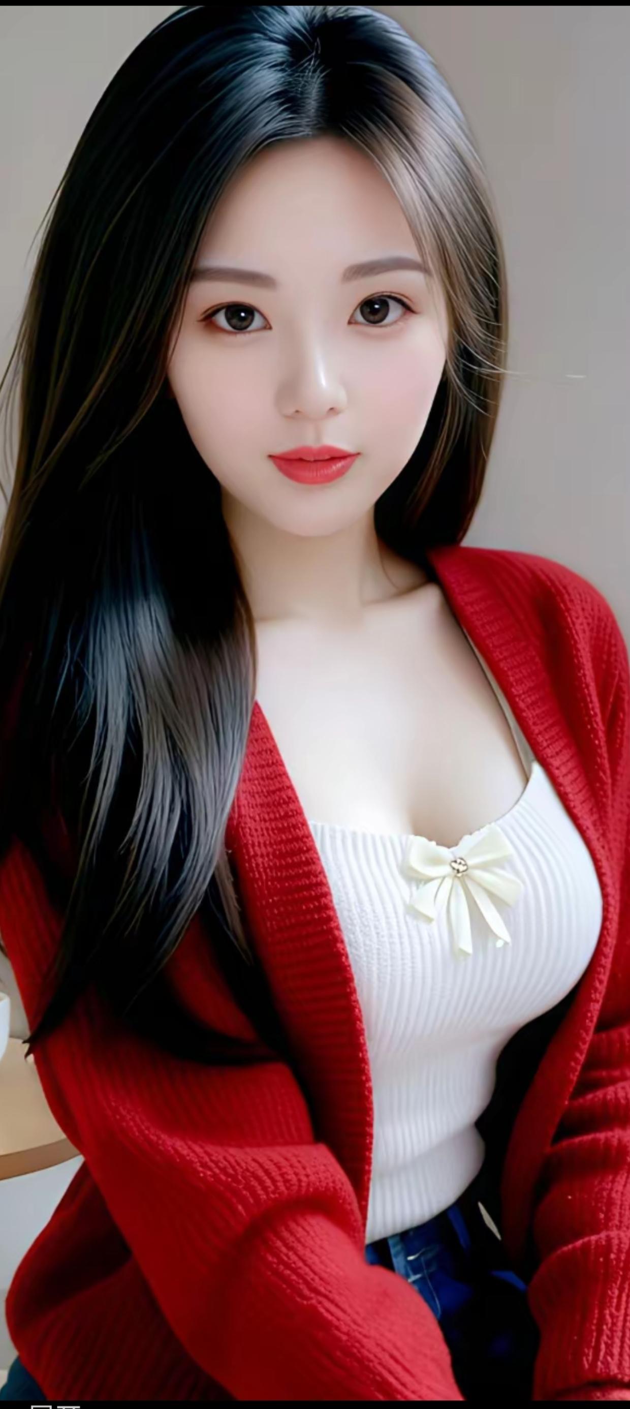 红衣映美人，花蕊吐芳华。