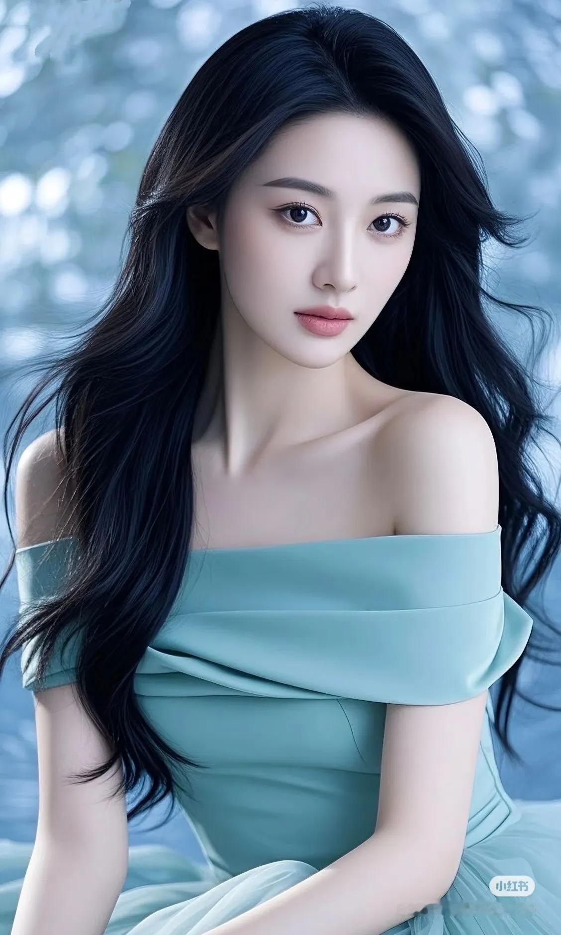 梦幻蓝调，优雅女神，仙气缭绕街拍高清美女