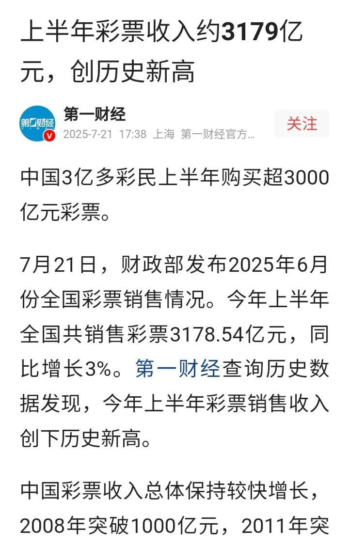 祝贺彩票再创新高，离不开广大彩民的不断支持，其中也包括我，我贡献了3个w。