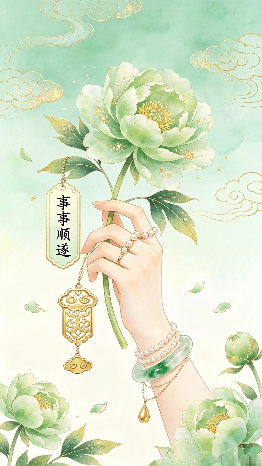 "手中持莲·好运加满"～寓意美好佛系国风壁纸