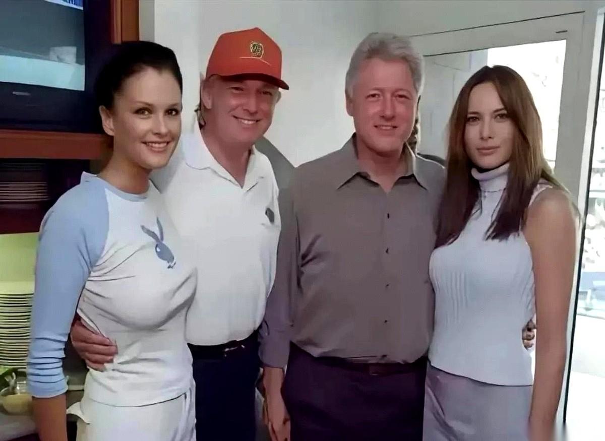 克林顿搂着梅拉尼娅的腰，一次是在派对上，一次……是在她和特朗普的婚礼上。你没看