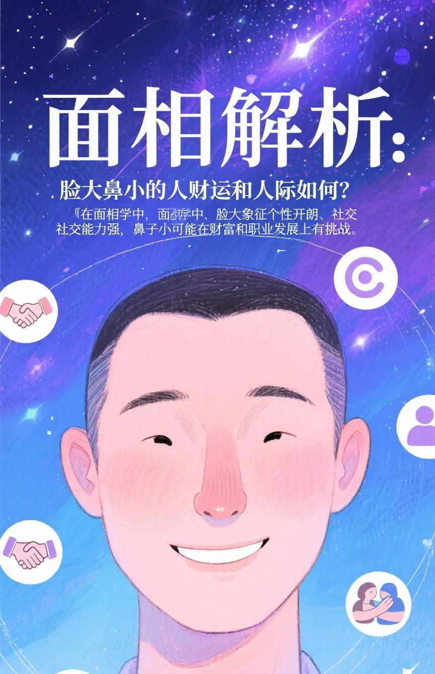 面相解析：脸大鼻小的人财运和人际如何？在面相学中，鼻子被视为财富和命运的