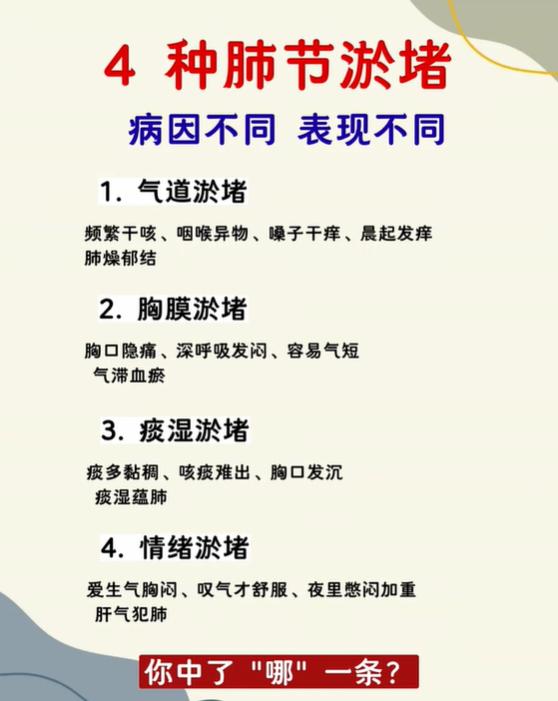 中医浅谈肺系瘀堵4种类型：病因不同，身体表现各有区别