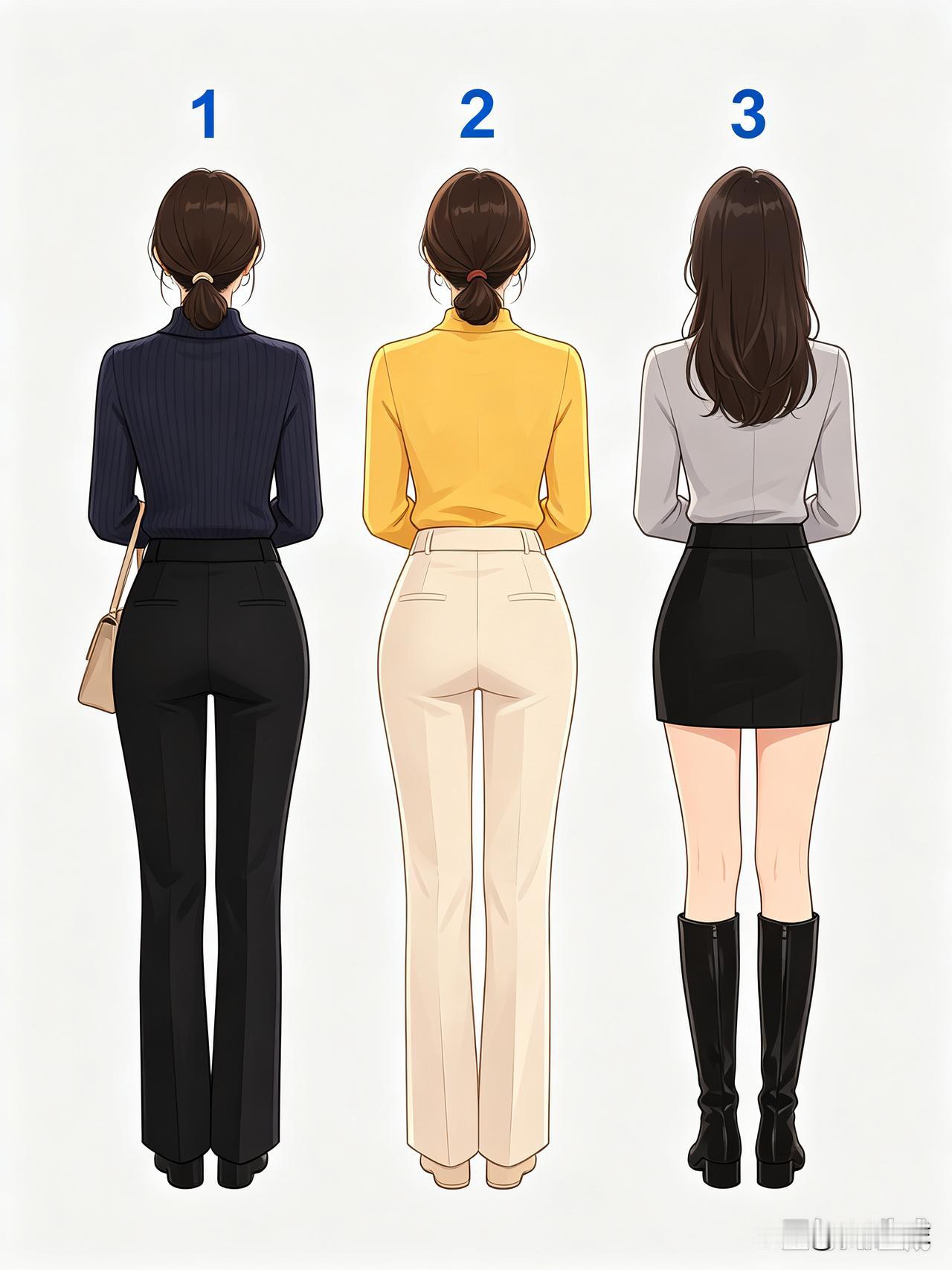 眼力推理：三位女士背影，只有1位没生过孩子，看腰胯背影形体、发型，你能猜出来吗？