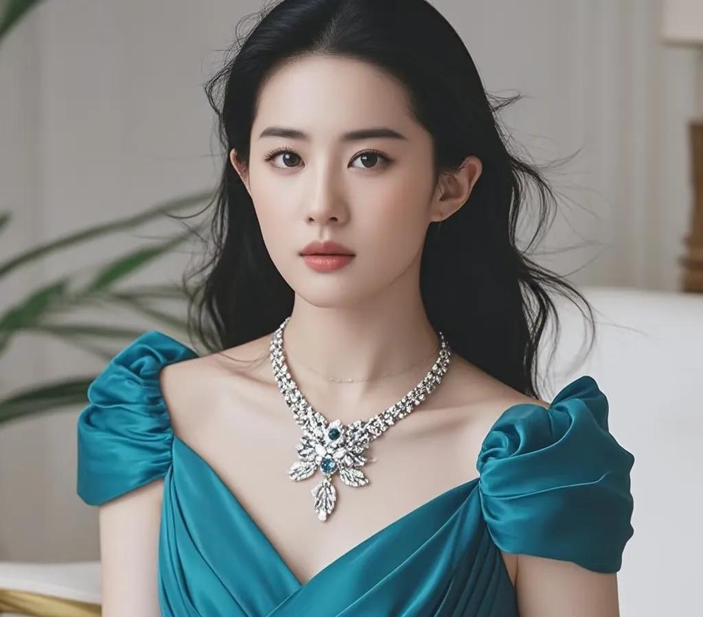 救命！刘亦菲穿青色也太仙了吧！里，她一袭青衫，肤若凝