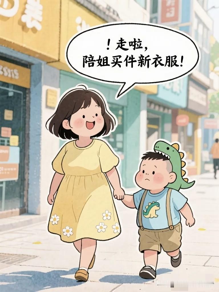 搞笑漫画：弟弟陪姐姐逛街看上裙子，姐姐示意弟弟去。弟弟问：“这裙子多少钱？”老板